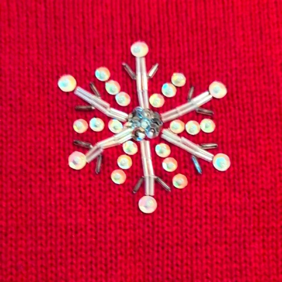 Vintage - Ugly Red and White Snowflake Christmas Cardigan - Picture 3 of 4